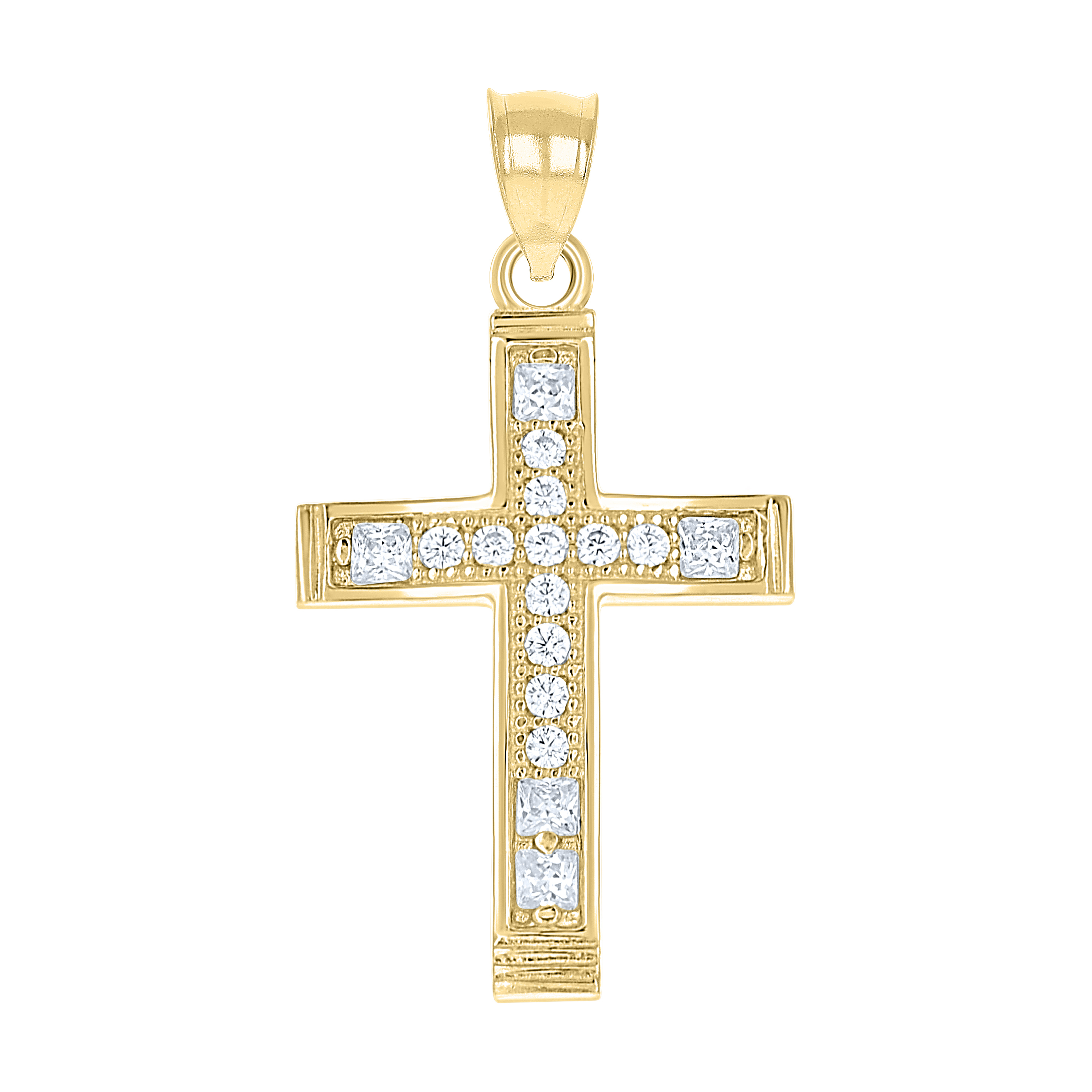 10kt 10k Yellow Gold Womens Round Cubic Zirconia Cubic-Zirconia Cross Pendant
